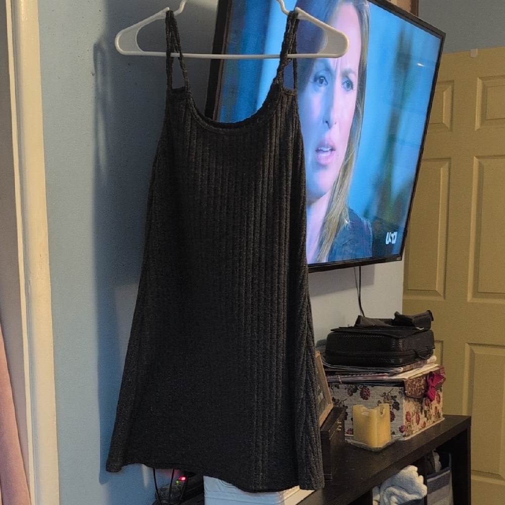 Elegant Black Ribbed Women's Dress